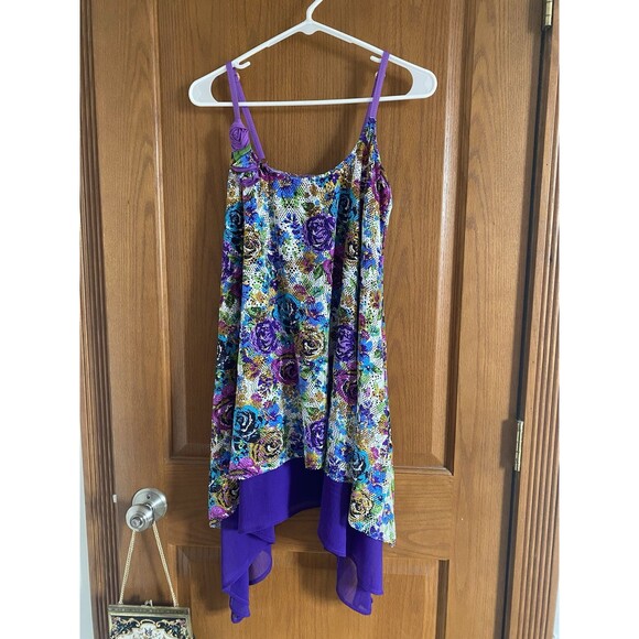 Betsey Johnson Purple Floral Coverup Dress Vintage Pinup Coquette Size XS/S - Picture 1 of 8